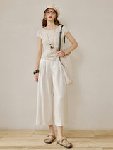 Asymmetric Button Knit Tee