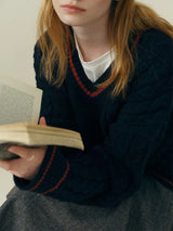 Scholarly Cable V-Neck