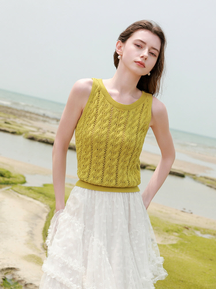 Lime Breeze Knit Tank