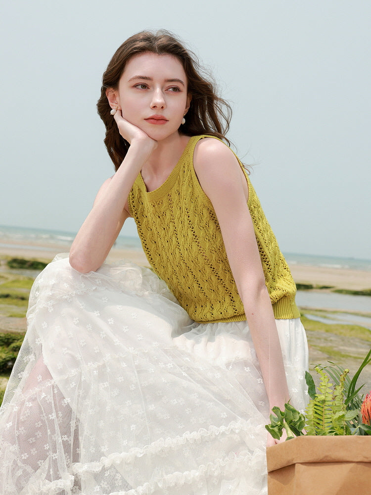 Lime Breeze Knit Tank