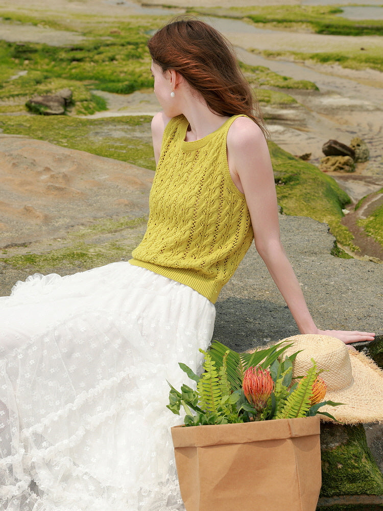 Lime Breeze Knit Tank