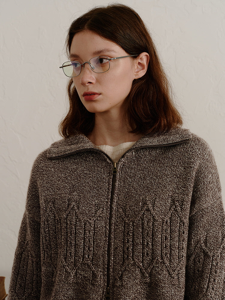 Mocha Cable Zip-Up
