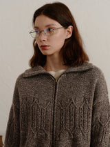 Mocha Cable Zip-Up