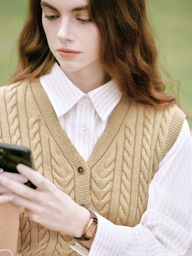 Camel Beige Knit Vest