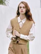 Camel Beige Knit Vest