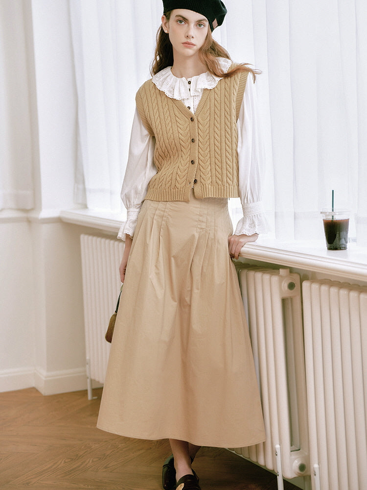 Camel Beige Knit Vest