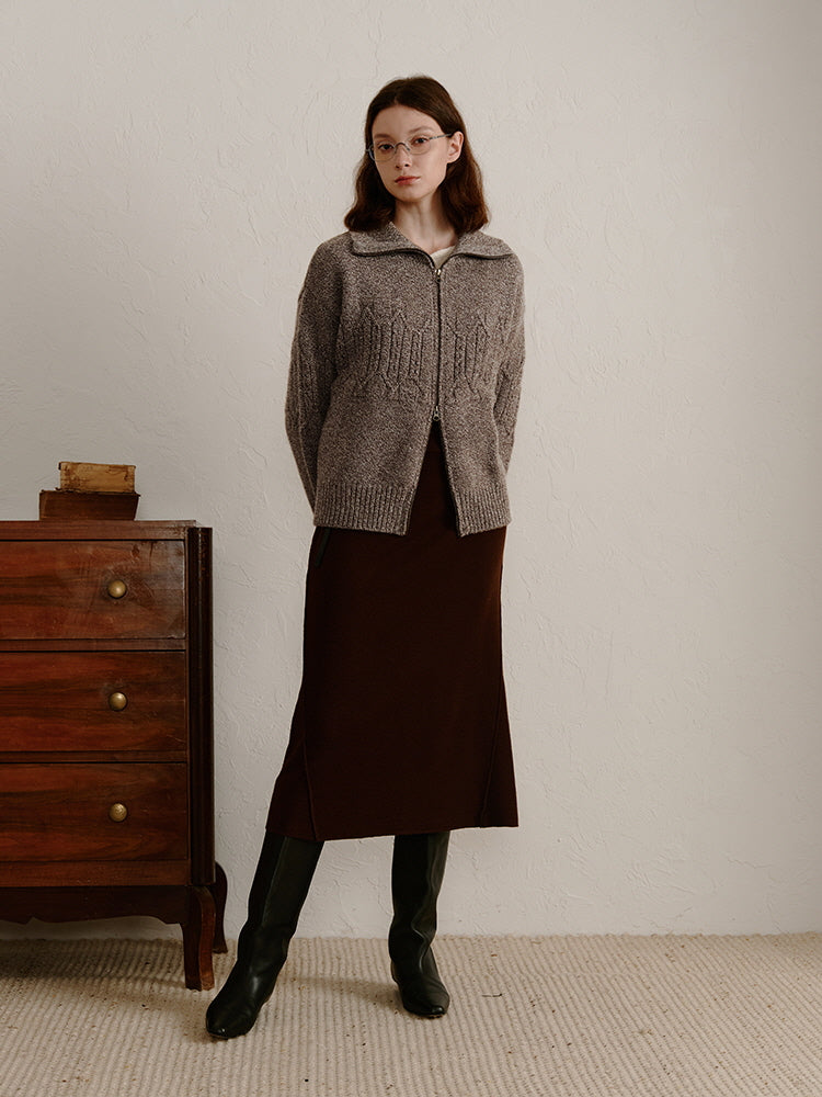 Mocha Cable Zip-Up