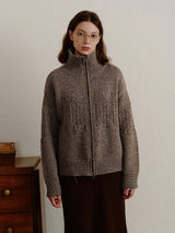 Mocha Cable Zip-Up