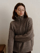 Mocha Cable Zip-Up