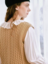 Camel Beige Knit Vest