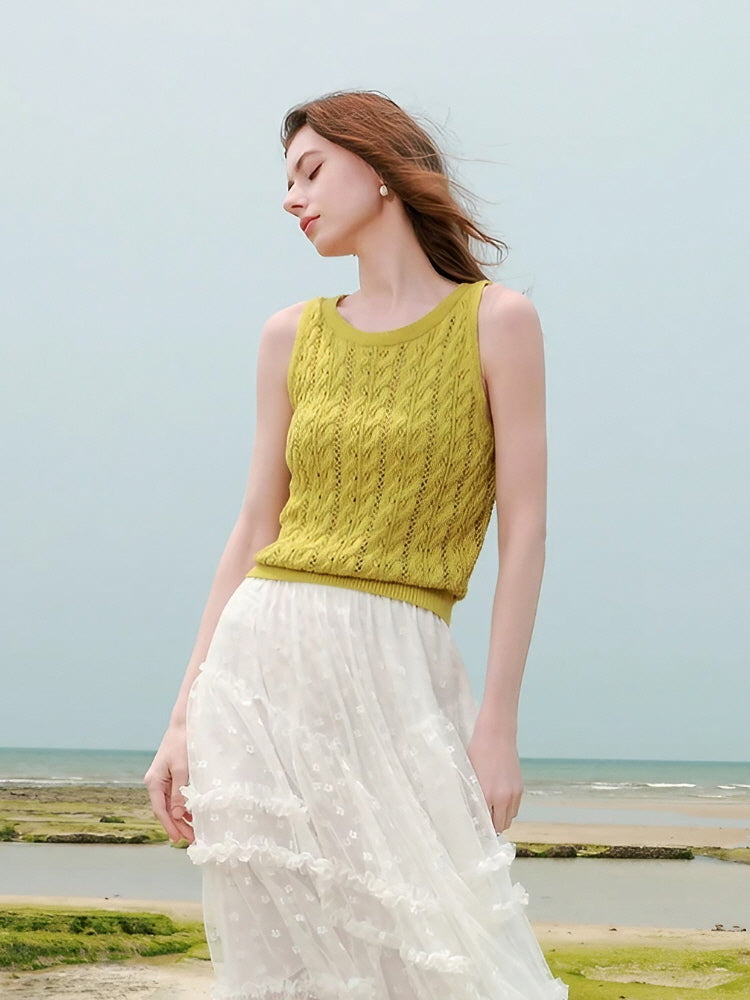 Lime Breeze Knit Tank