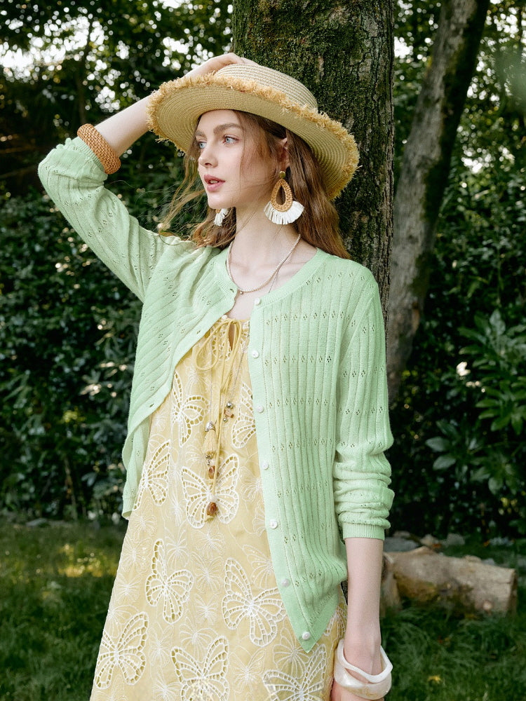 Bloom Eyelet Knit Cardigan